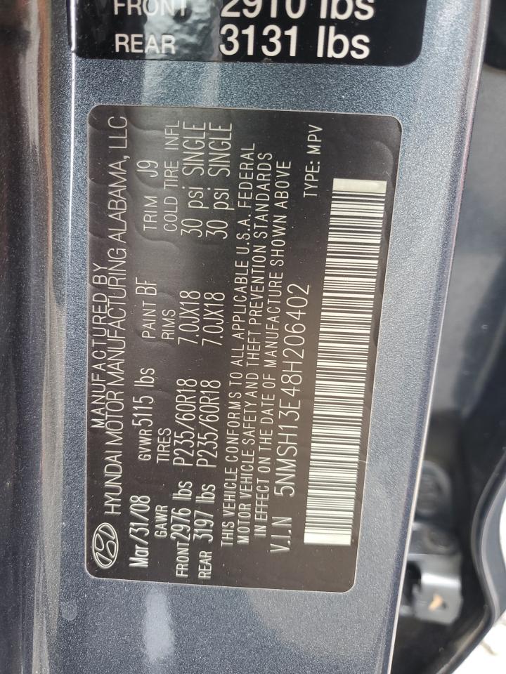 5NMSH13E48H206402 2008 Hyundai Santa Fe Se