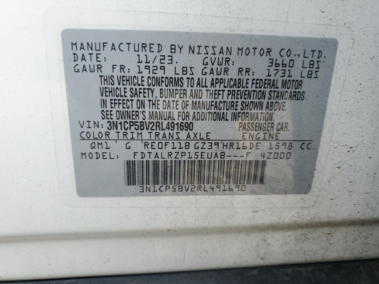 VIN 3N1CP5BV2RL491690 2024 NISSAN KICKS no.13