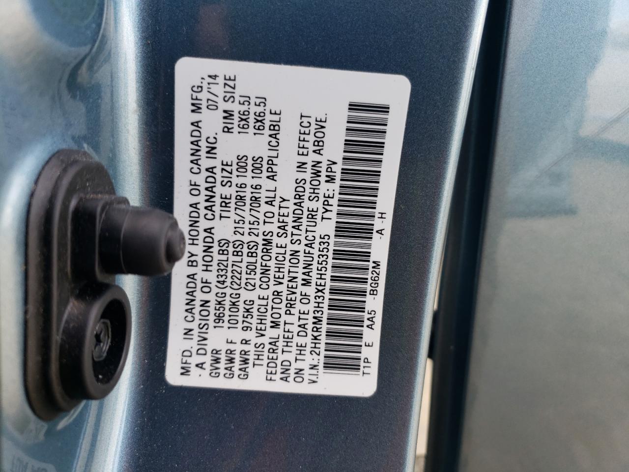 2HKRM3H3XEH553535 2014 Honda Cr-V Lx