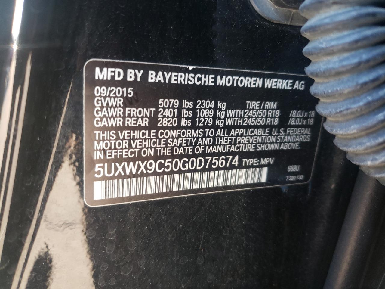 VIN 5UXWX9C50G0D75674 2016 BMW X3 no.13