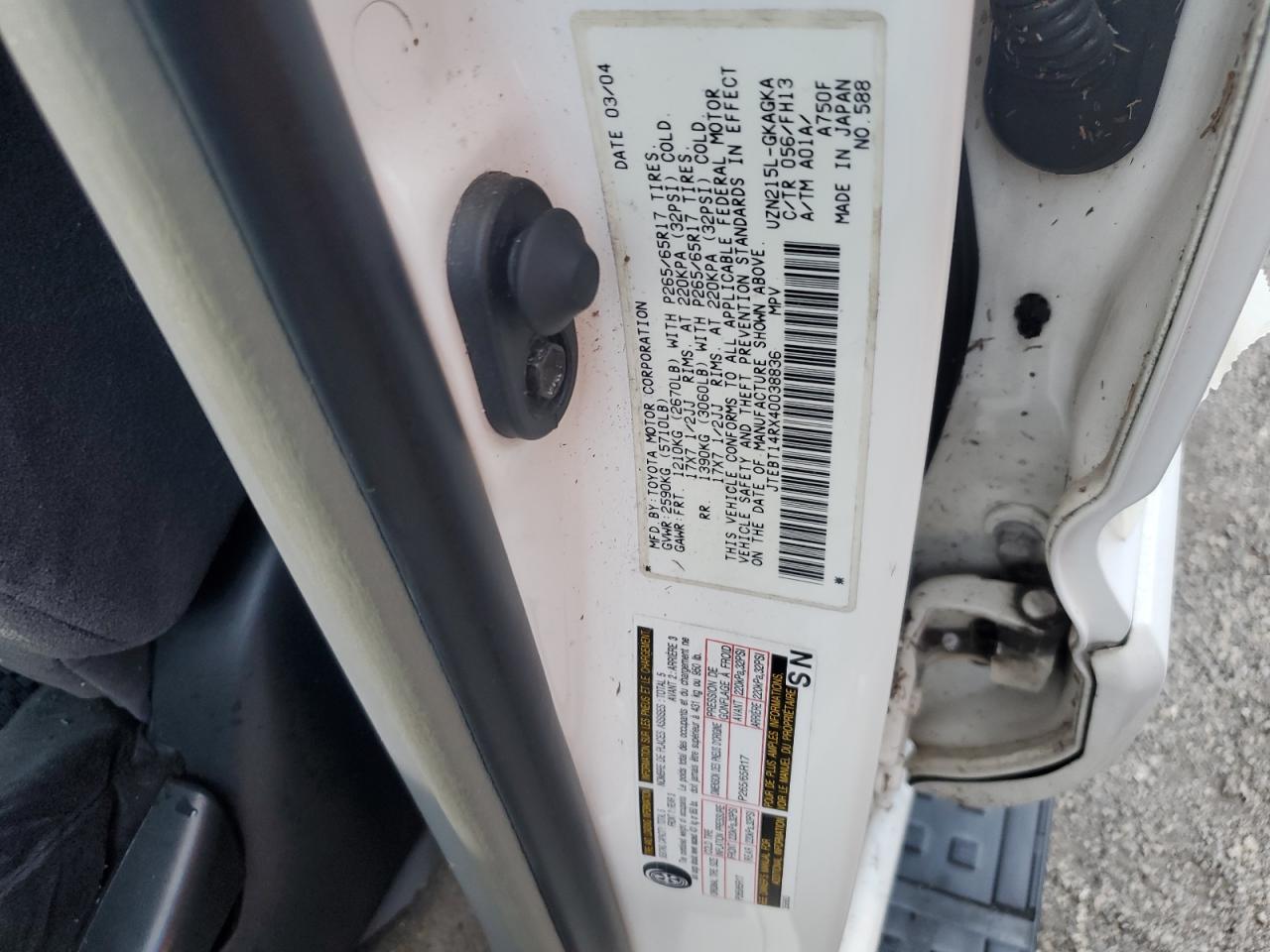 JTEBT14RX40038836 2004 Toyota 4Runner Sr5