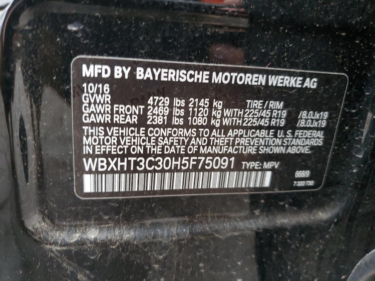 WBXHT3C30H5F75091 2017 BMW X1 xDrive28I