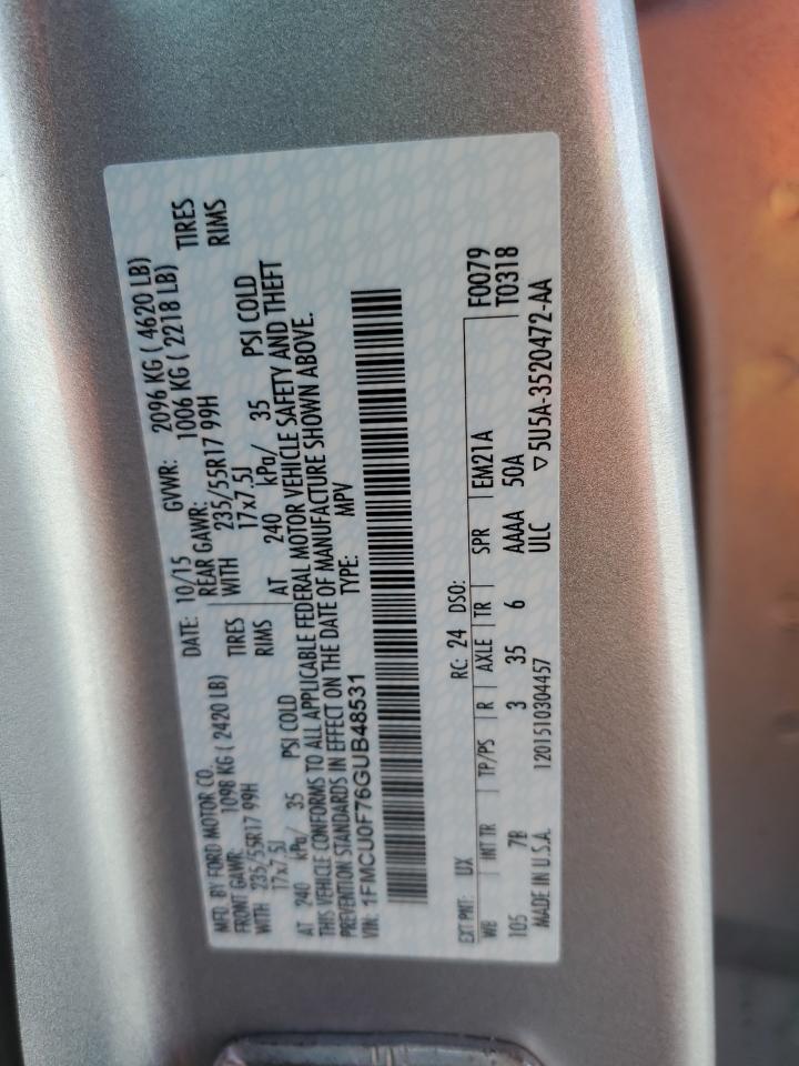 1FMCU0F76GUB48531 2016 Ford Escape S