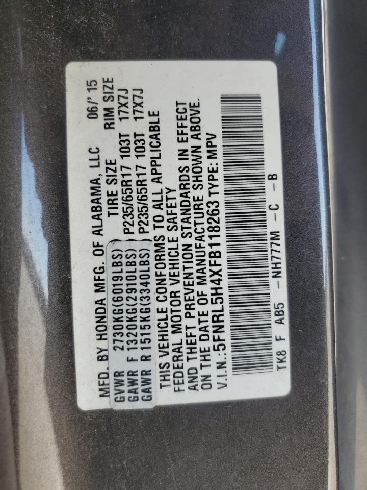 2015 Honda Odyssey Ex VIN: 5FNRL5H4XFB118263 Lot: 78068304