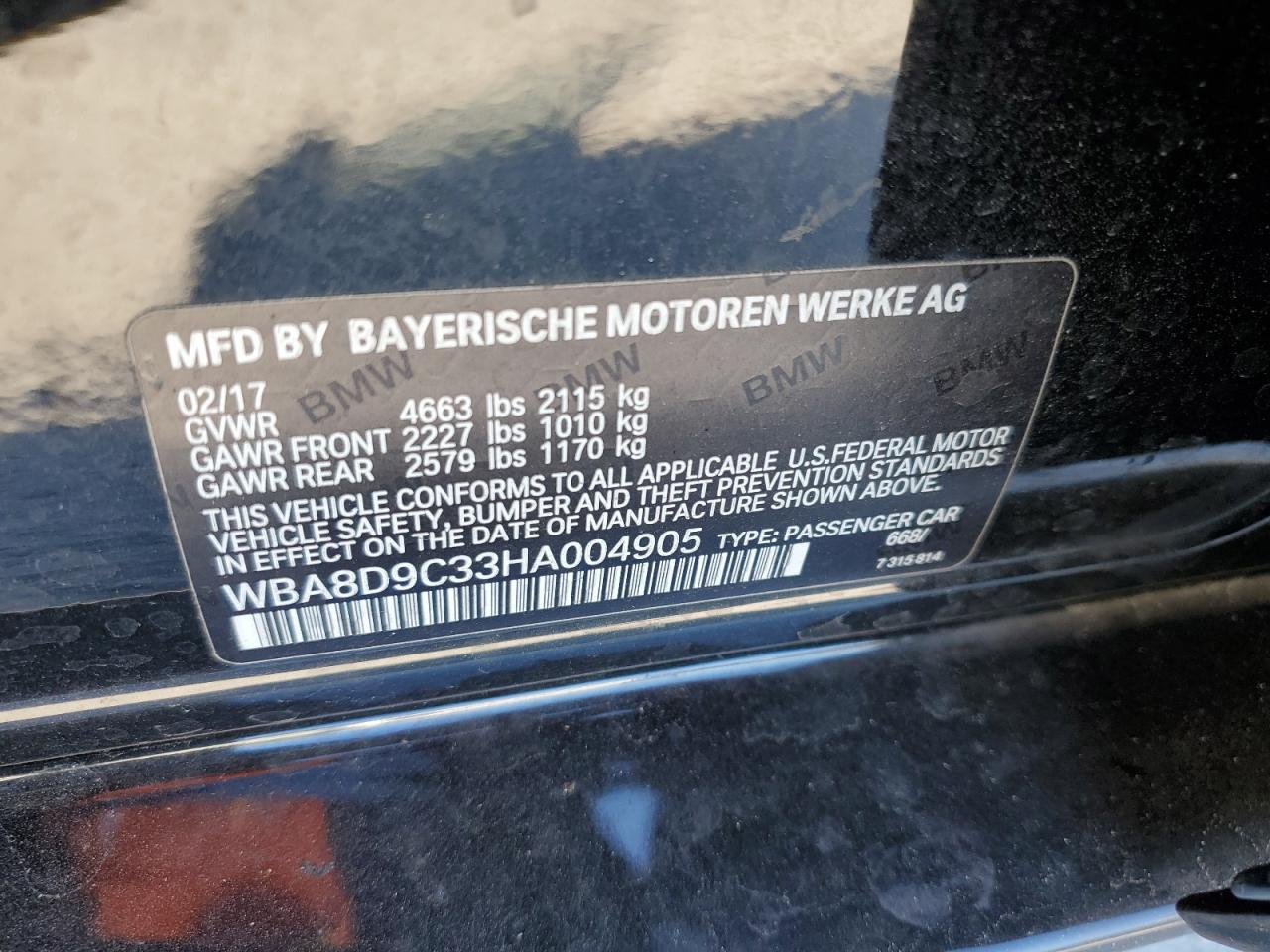 VIN WBA8D9C33HA004905 2017 BMW 3 SERIES no.12