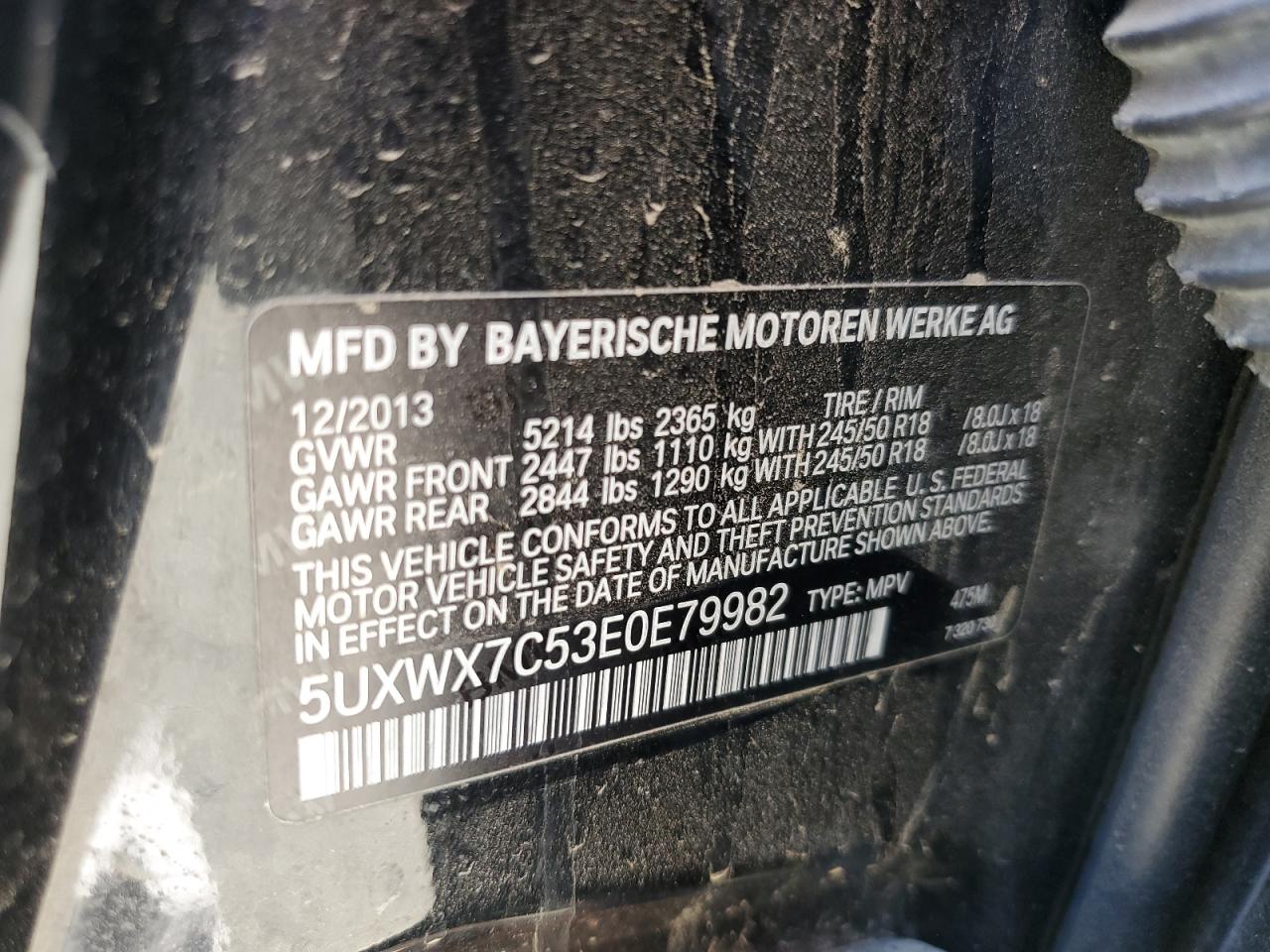 5UXWX7C53E0E79982 2014 BMW X3 xDrive35I