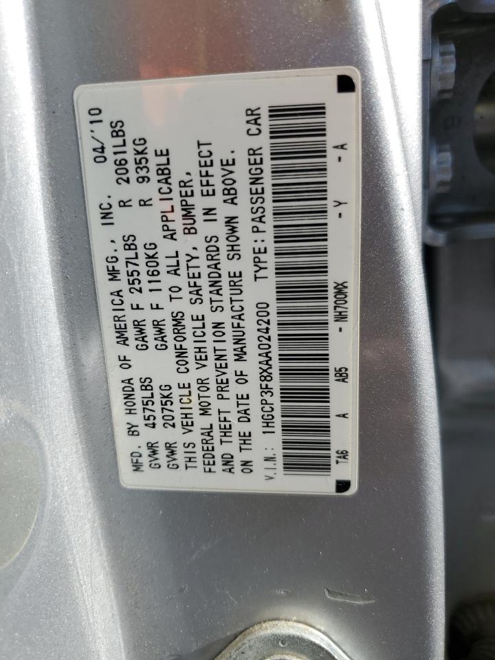 2010 Honda Accord Exl VIN: 1HGCP3F8XAA024200 Lot: 74222664