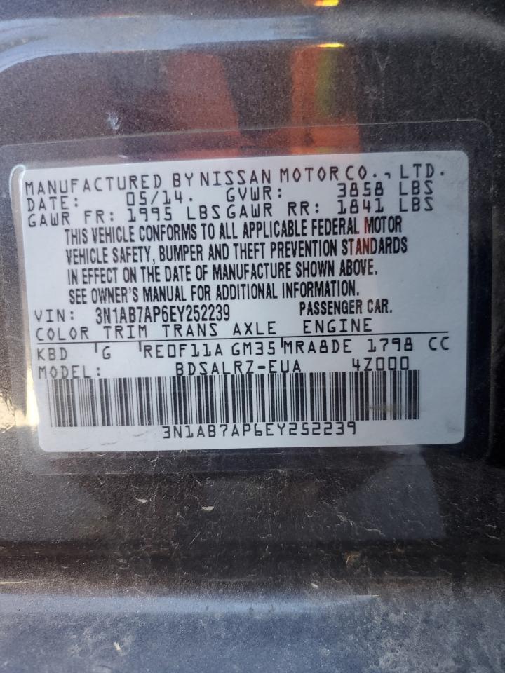 2014 Nissan Sentra S VIN: 3N1AB7AP6EY252239 Lot: 76926244