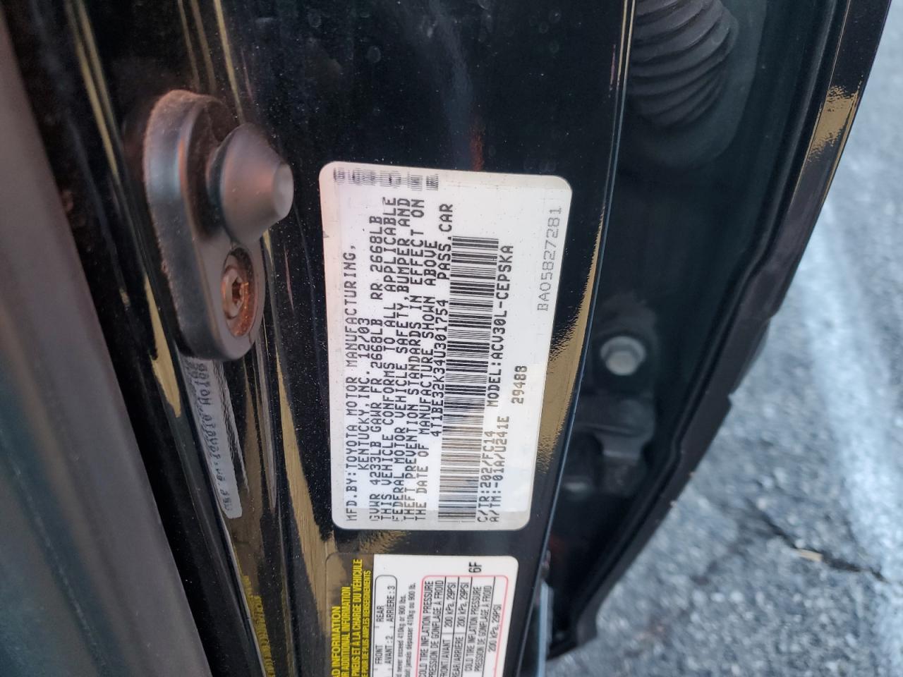 2004 Toyota Camry Le VIN: 4T1BE32K34U301754 Lot: 77468164