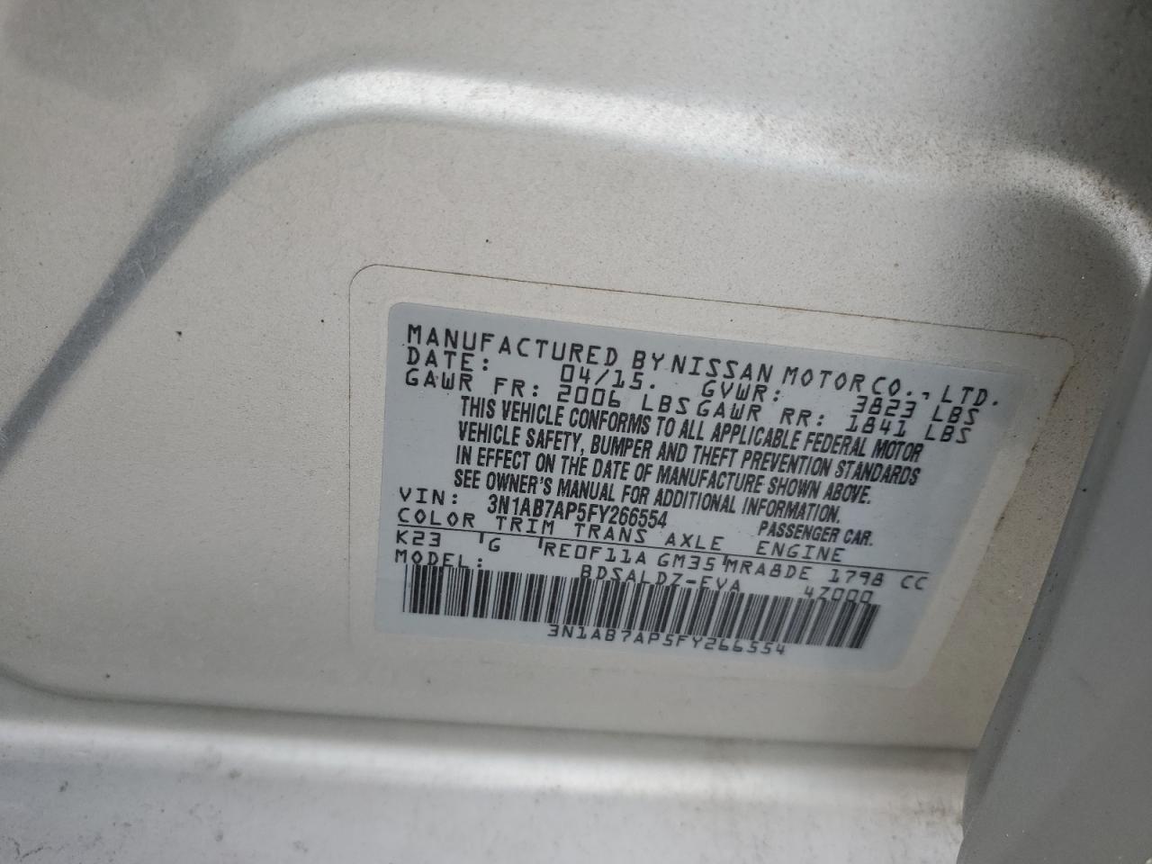 VIN 3N1AB7AP5FY266554 2015 NISSAN SENTRA no.13