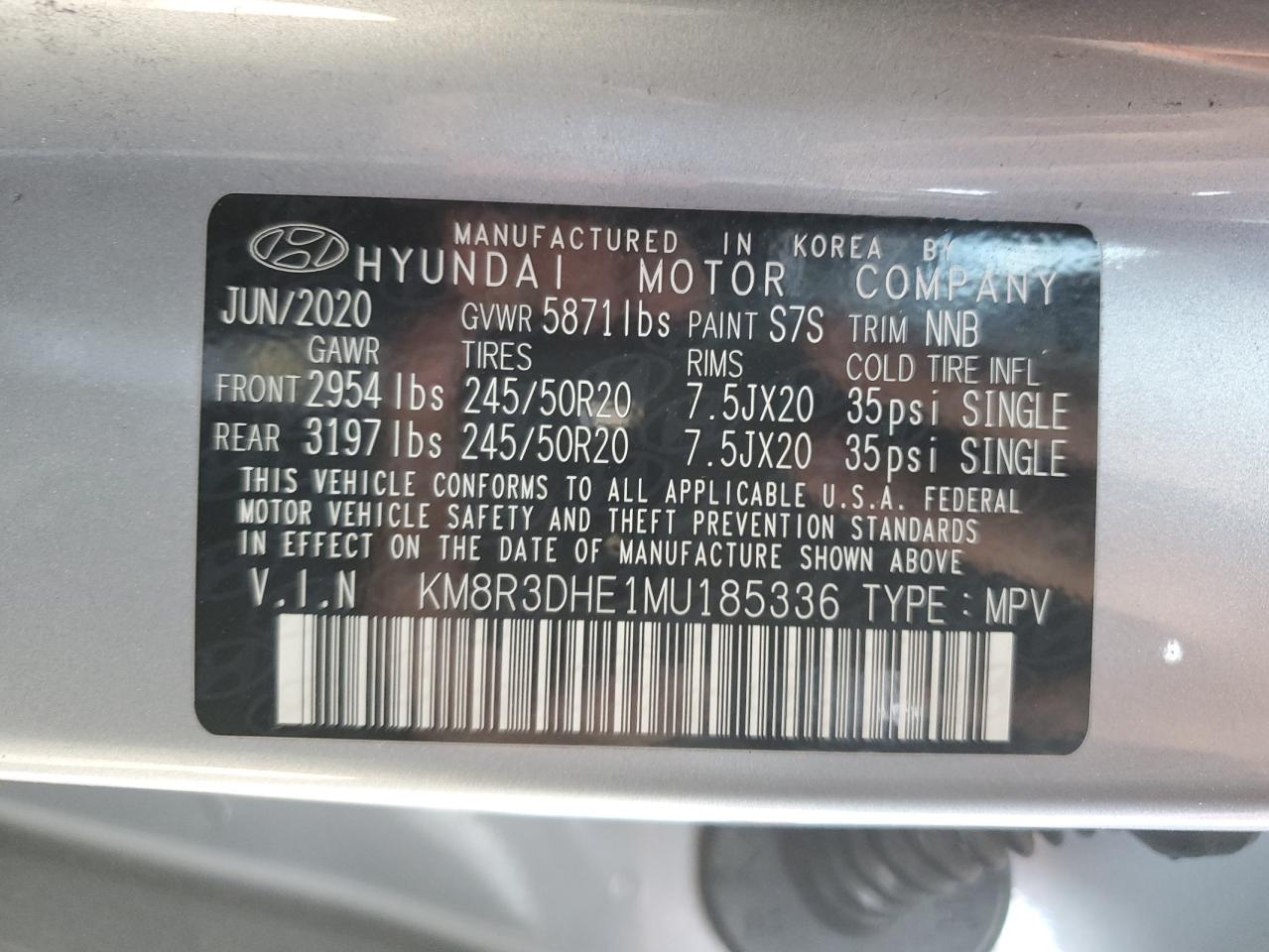 KM8R3DHE1MU185336 2021 Hyundai Palisade Sel