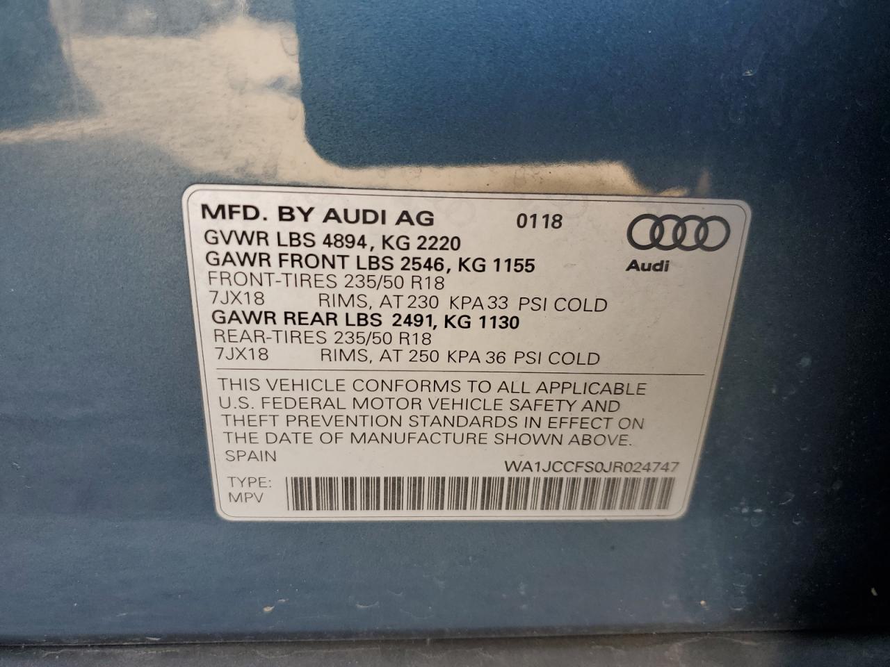 WA1JCCFS0JR024747 2018 Audi Q3 Premium Plus