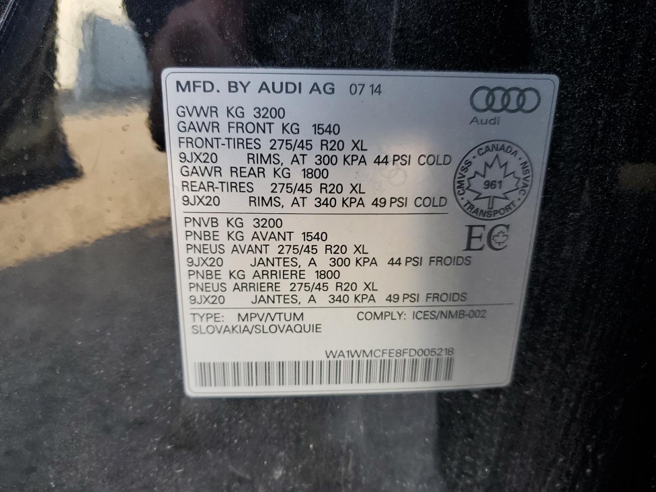 2015 Audi Q7 Tdi Prestige VIN: WA1WMCFE8FD005218 Lot: 75849274