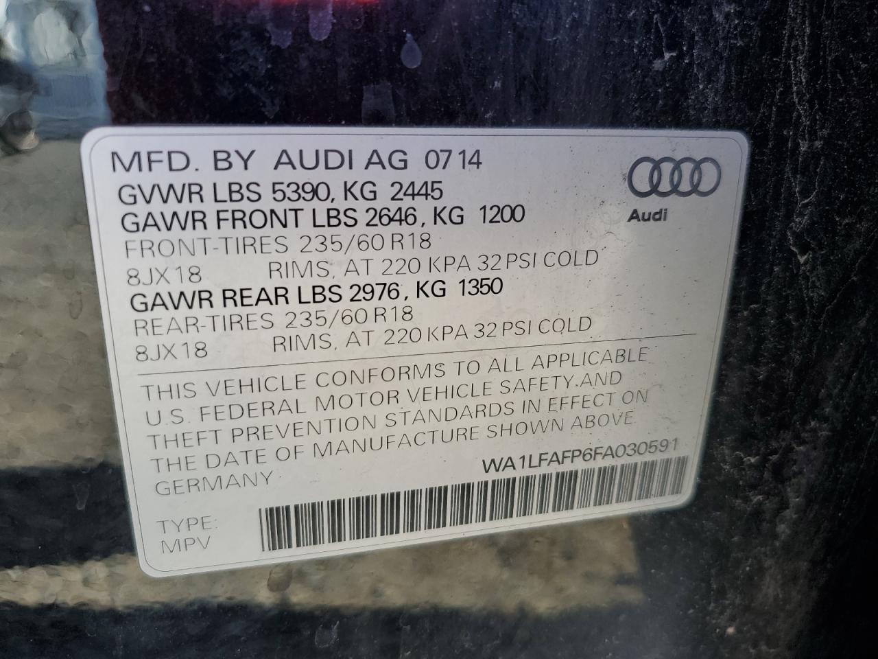 WA1LFAFP6FA030591 2015 Audi Q5 Premium Plus