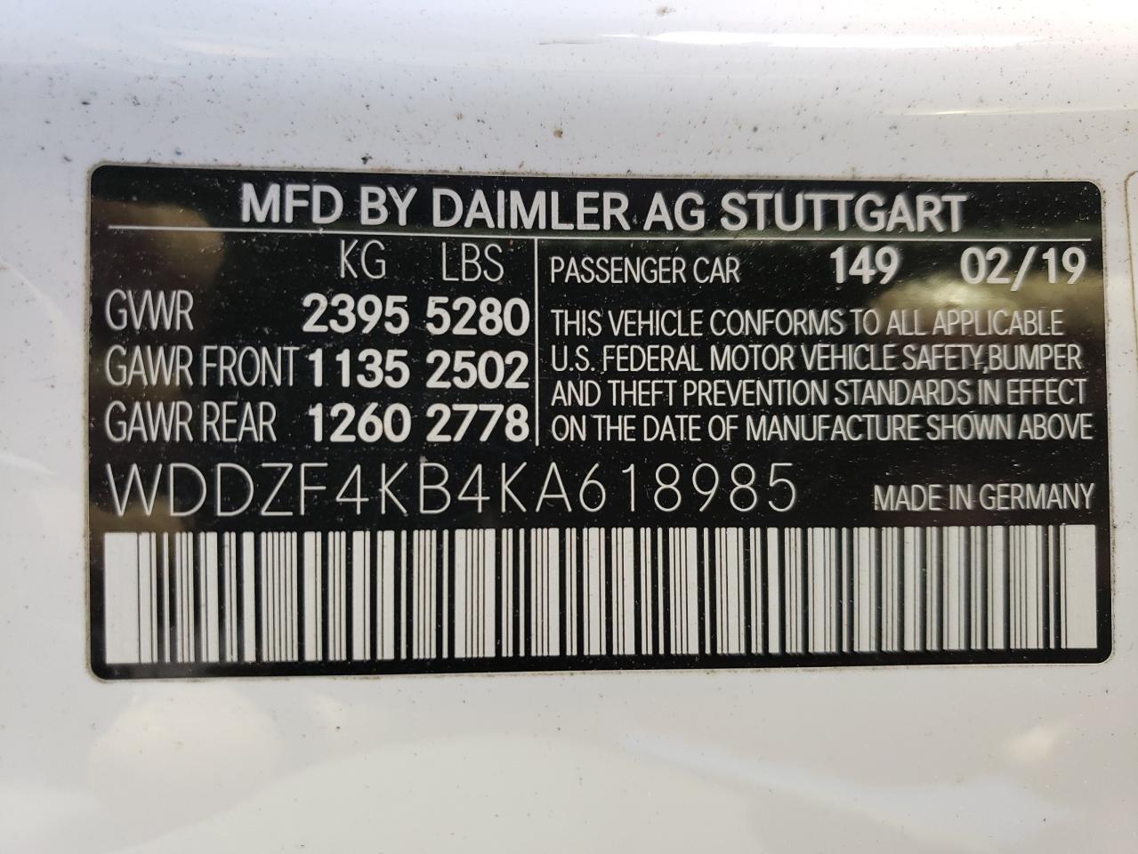 WDDZF4KB4KA618985 2019 Mercedes-Benz E 300 4Matic