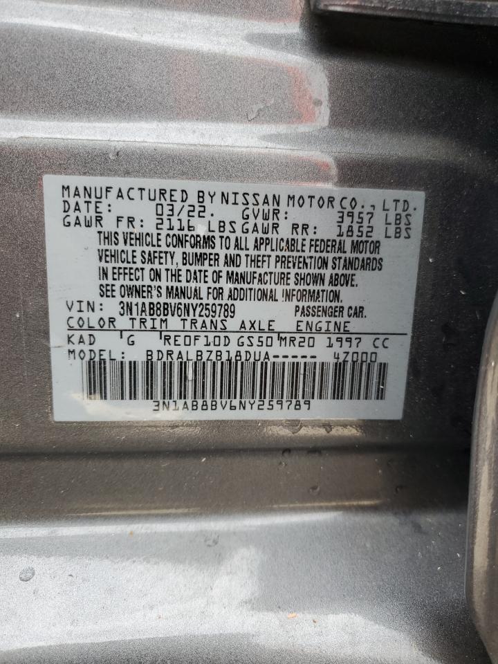 2022 Nissan Sentra S VIN: 3N1AB8BV6NY259789 Lot: 76934744