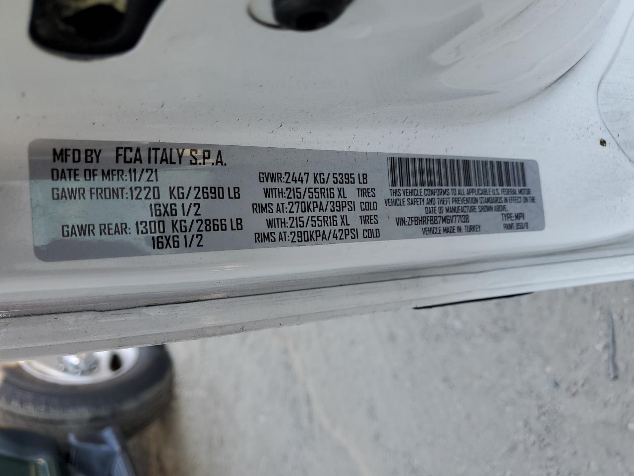 ZFBHRFBB7M6V77138 2021 Ram Promaster City Slt