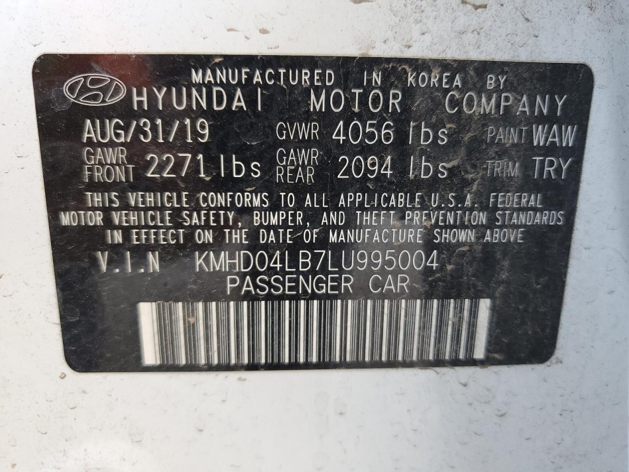 KMHD04LB7LU995004 2020 Hyundai Elantra Sport