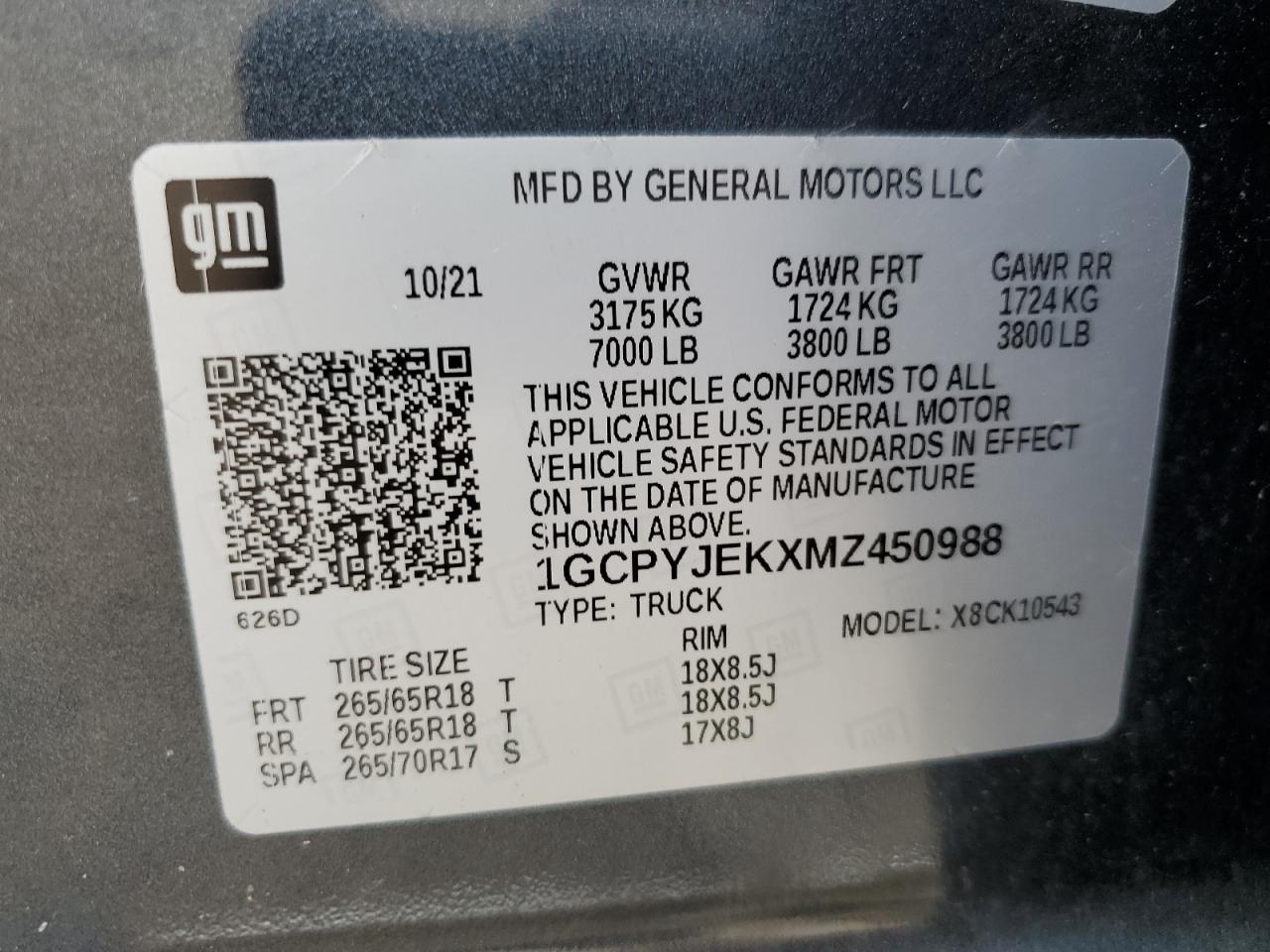 2021 Chevrolet Silverado K1500 Lt VIN: 1GCPYJEKXMZ450988 Lot: 78410284