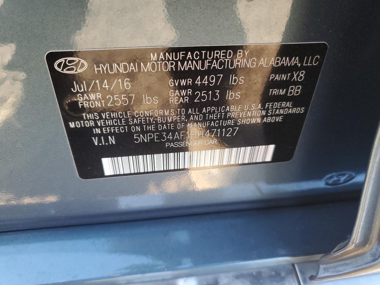 5NPE34AF1HH471127 2017 Hyundai Sonata Sport