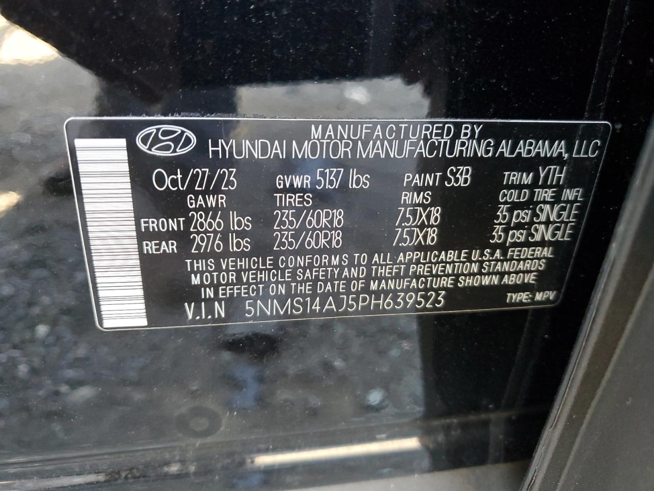 5NMS14AJ5PH639523 2023 Hyundai Santa Fe Se