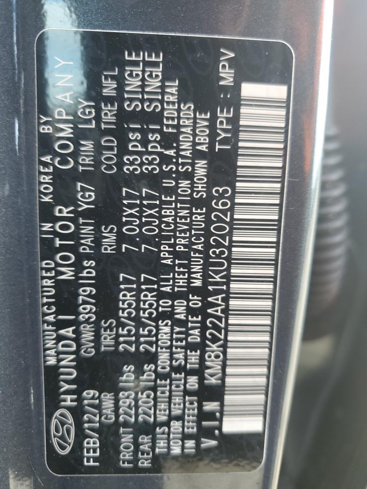 KM8K22AA1KU320263 2019 Hyundai Kona Sel