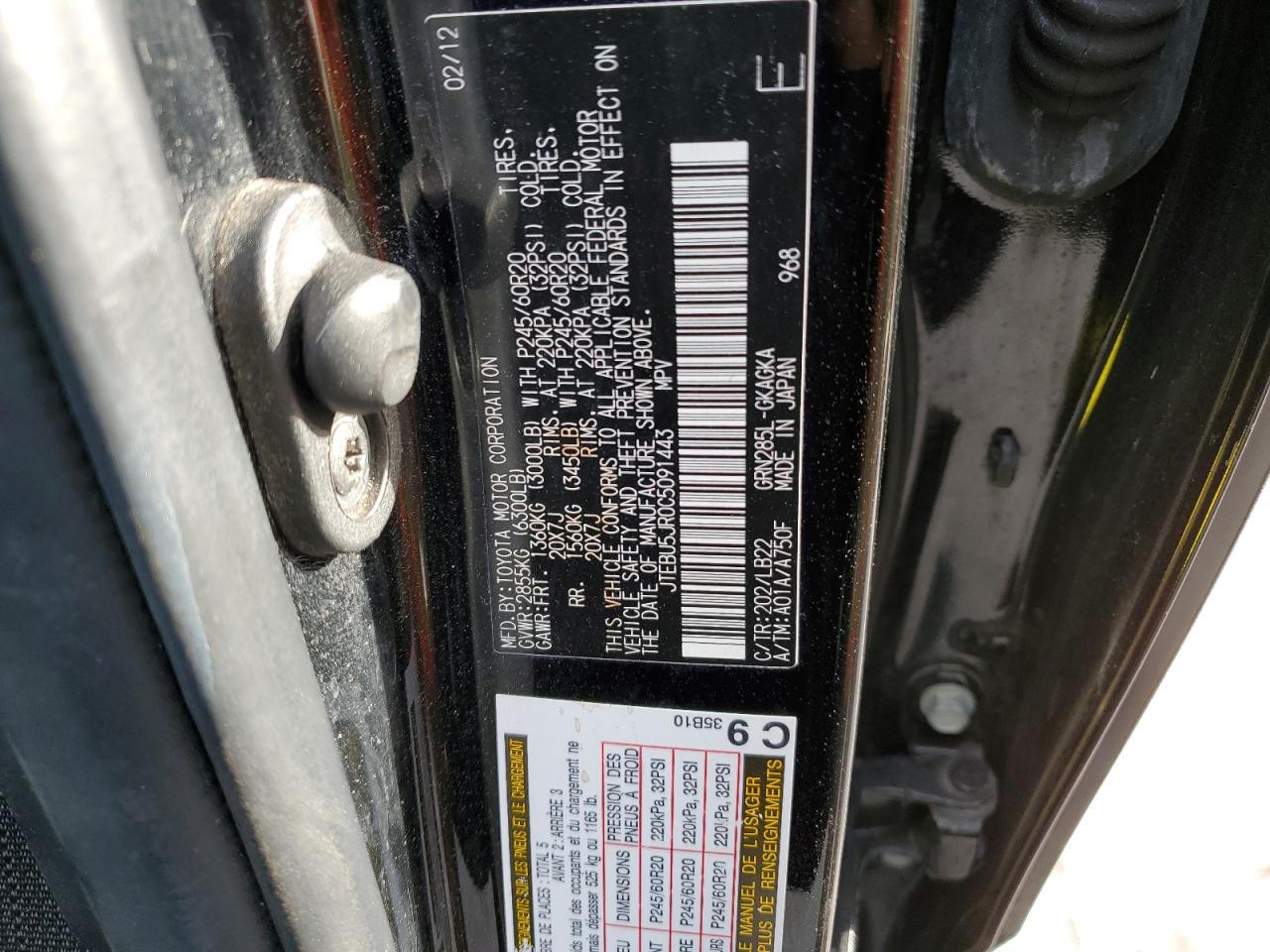 JTEBU5JR0C5091443 2012 Toyota 4Runner Sr5