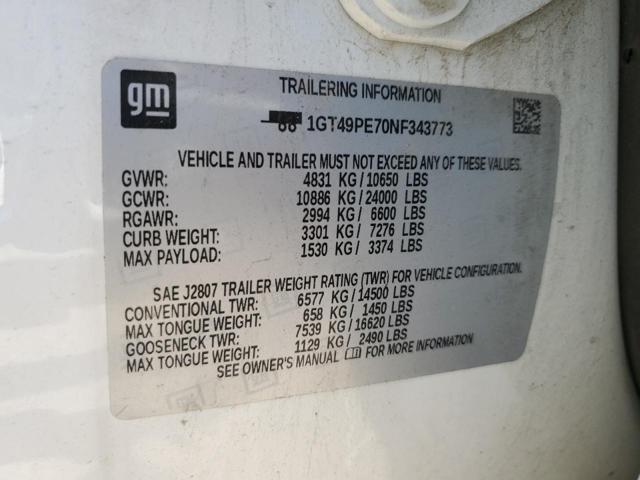 2022 GMC Sierra K2500 At4 VIN: 1GT49PE70NF343773 Lot: 75590294