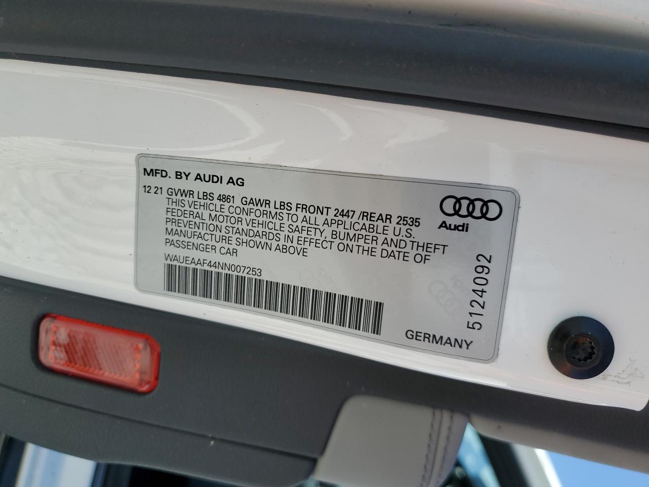 2022 Audi A4 Premium Plus 45 VIN: WAUEAAF44NN007253 Lot: 75353204