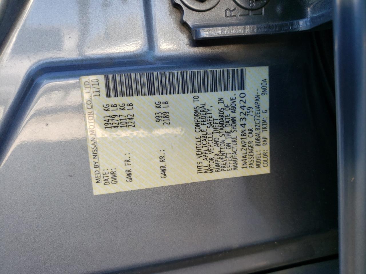 1N4AL2AP1BN432420 2011 Nissan Altima Base