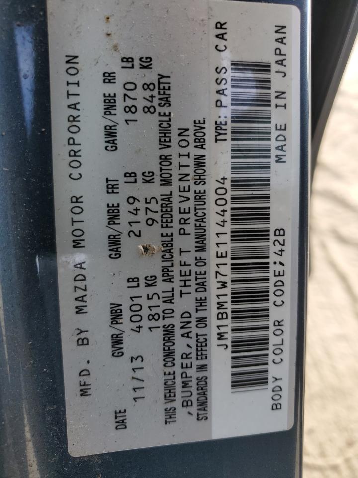 2014 Mazda 3 Grand Touring VIN: JM1BM1W71E1144004 Lot: 75870364