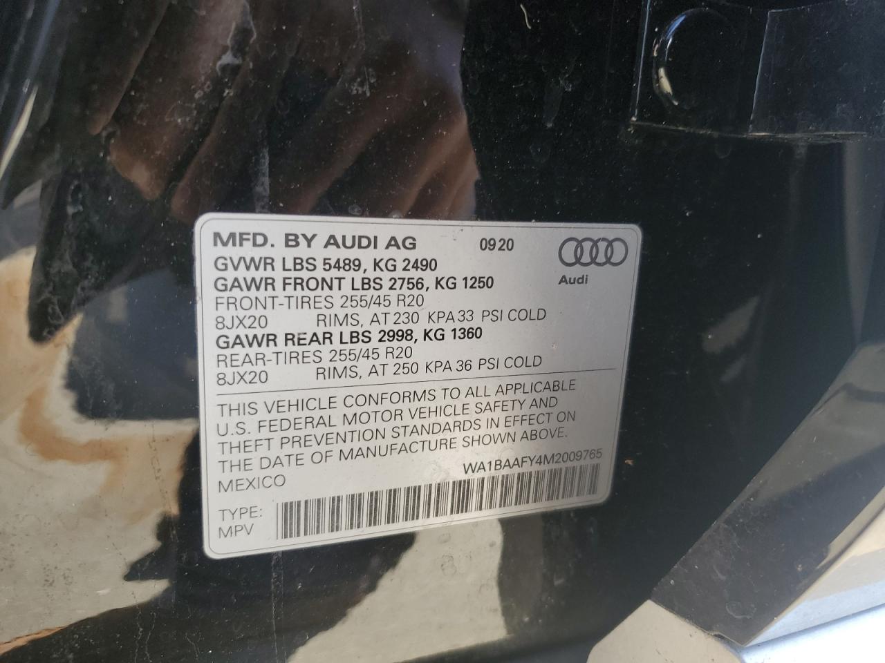 WA1BAAFY4M2009765 2021 Audi Q5 Premium Plus