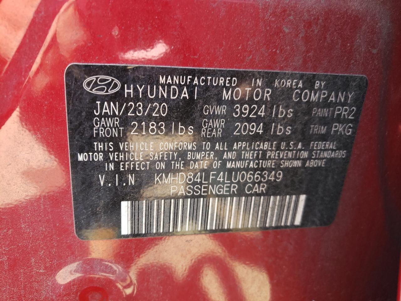 KMHD84LF4LU066349 2020 Hyundai Elantra Sel