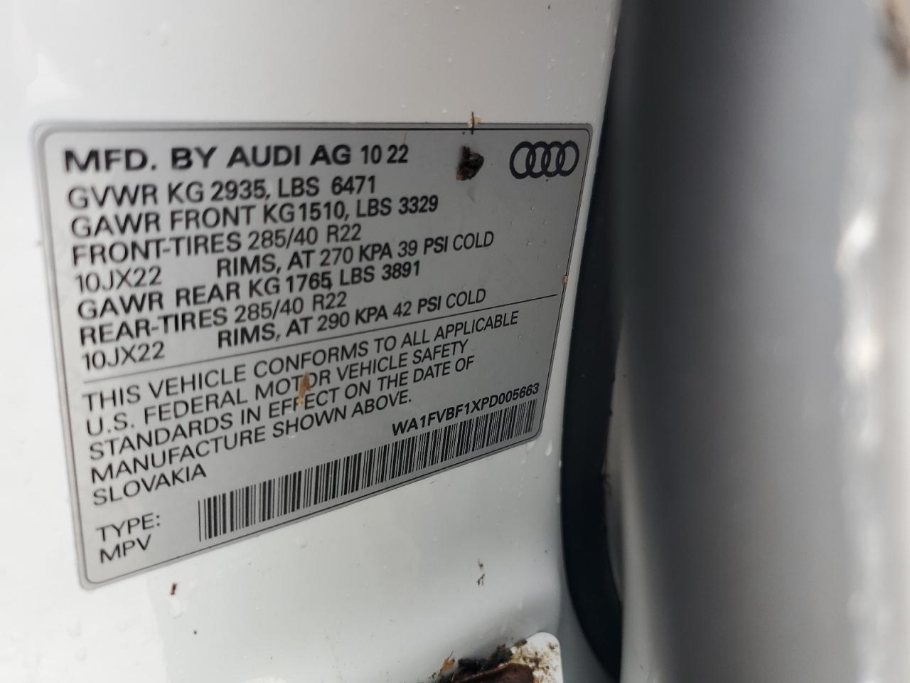 WA1FVBF1XPD005663 2023 Audi Q8 Prestige S-Line