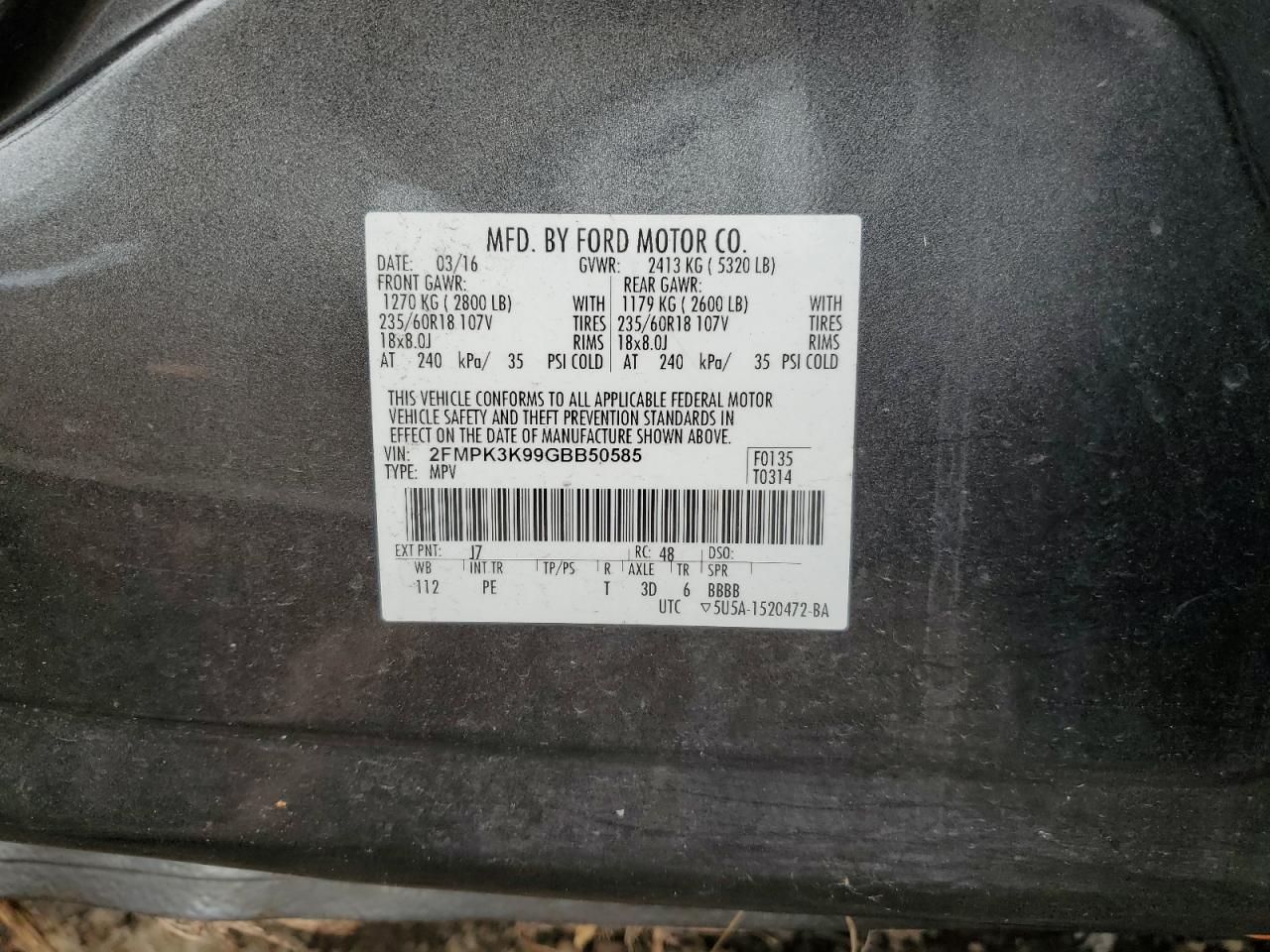 2FMPK3K99GBB50585 2016 FORD EDGE - Image 13