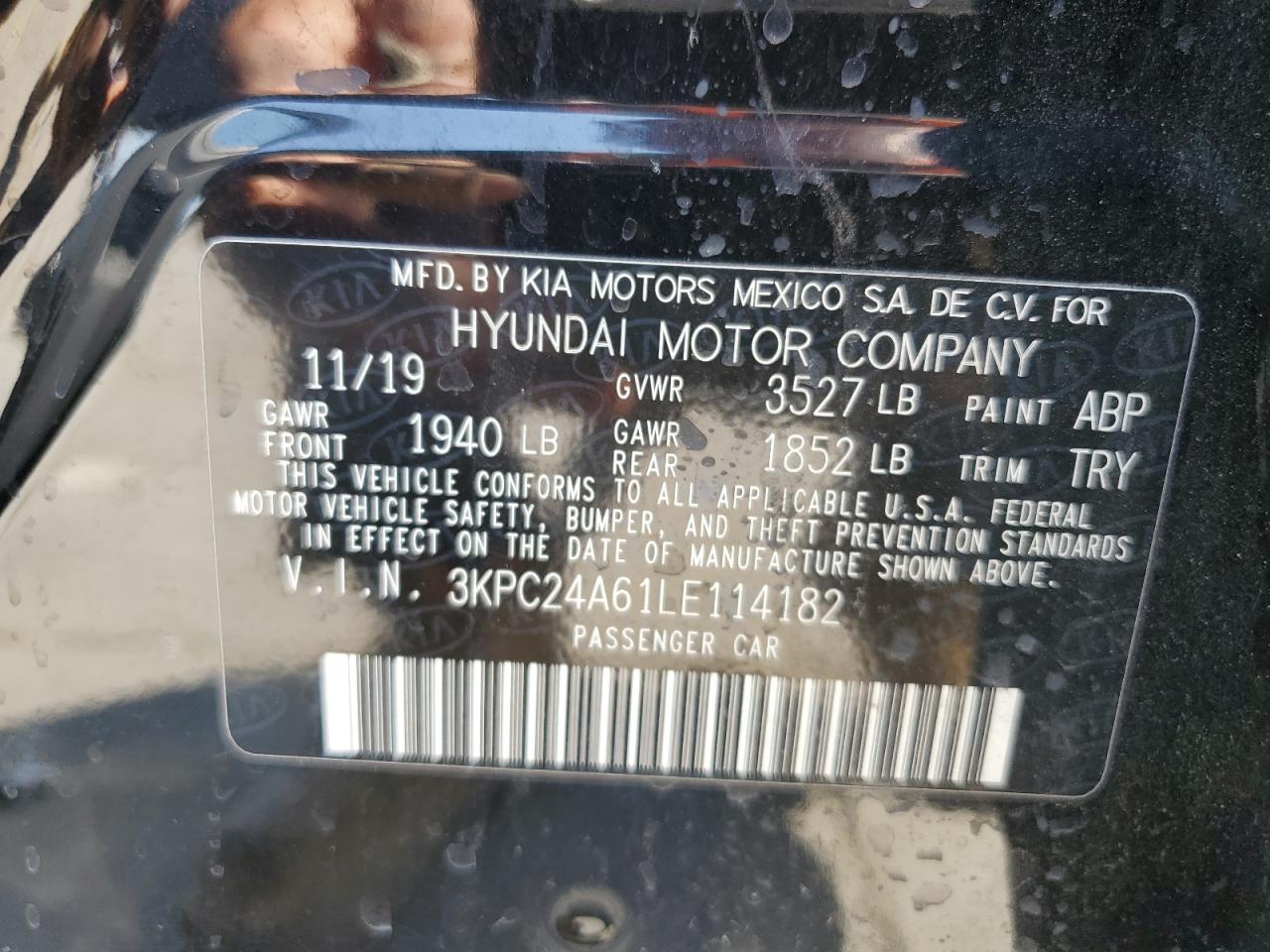 3KPC24A61LE114182 2020 Hyundai Accent Se