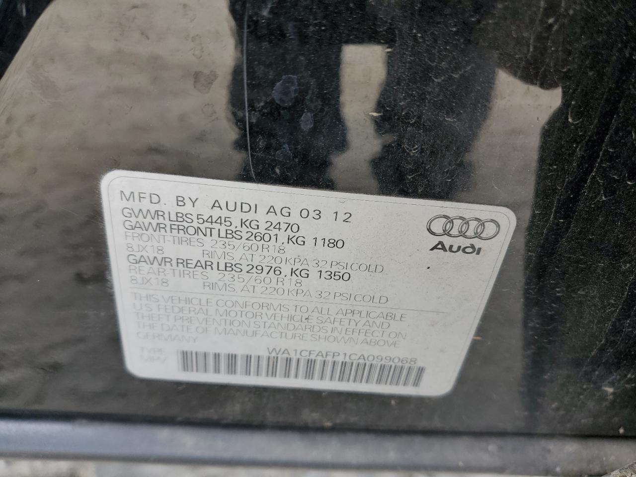 WA1CFAFP1CA099068 2012 Audi Q5 Premium