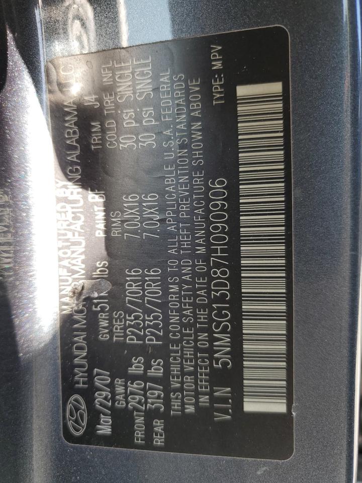 5NMSG13D87H090906 2007 Hyundai Santa Fe Gls