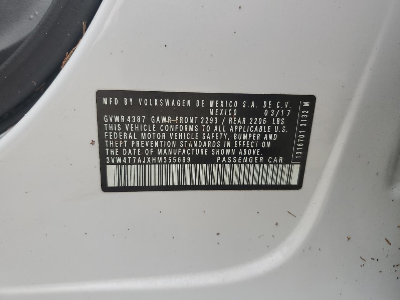 3VW4T7AJXHM355689 2017 Volkswagen Jetta Gli