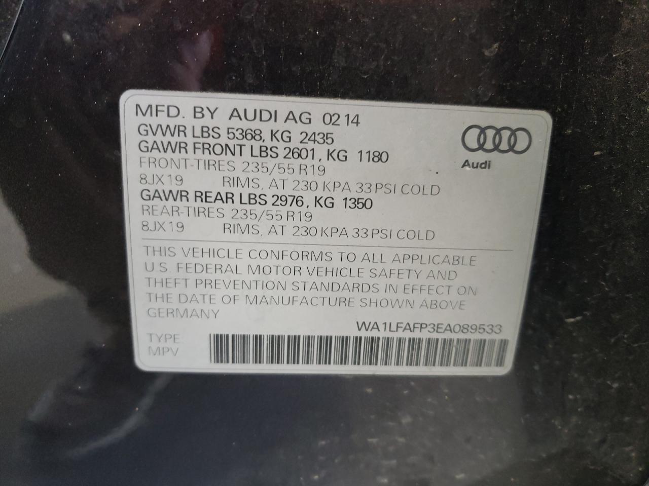 WA1LFAFP3EA089533 2014 Audi Q5 Premium Plus