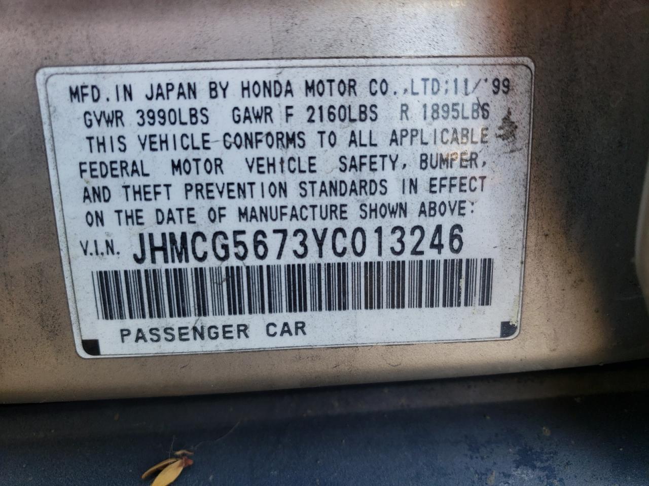 JHMCG5673YC013246 2000 Honda Accord Se