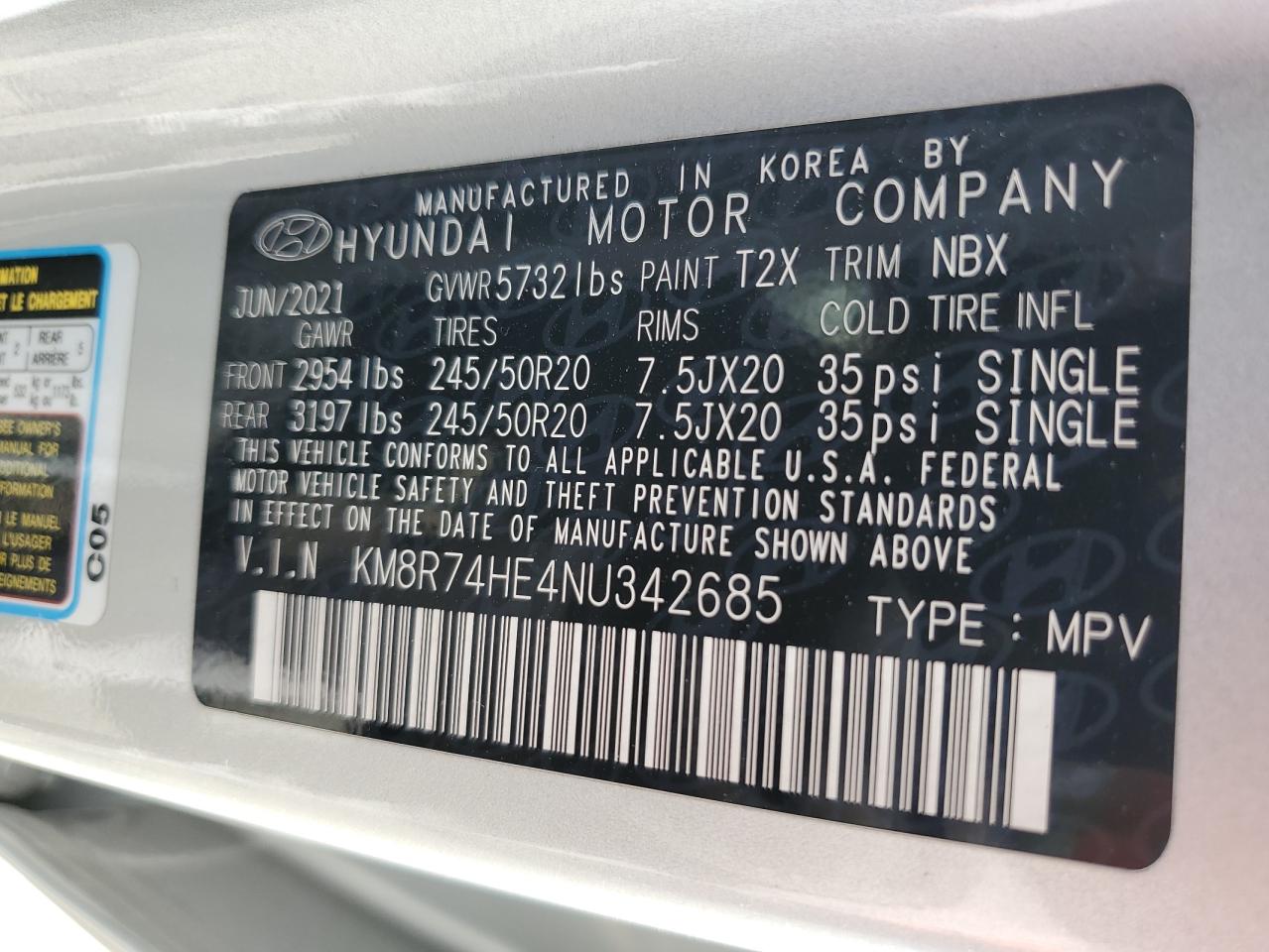 2022 Hyundai Palisade Calligraphy VIN: KM8R74HE4NU342685 Lot: 76731374