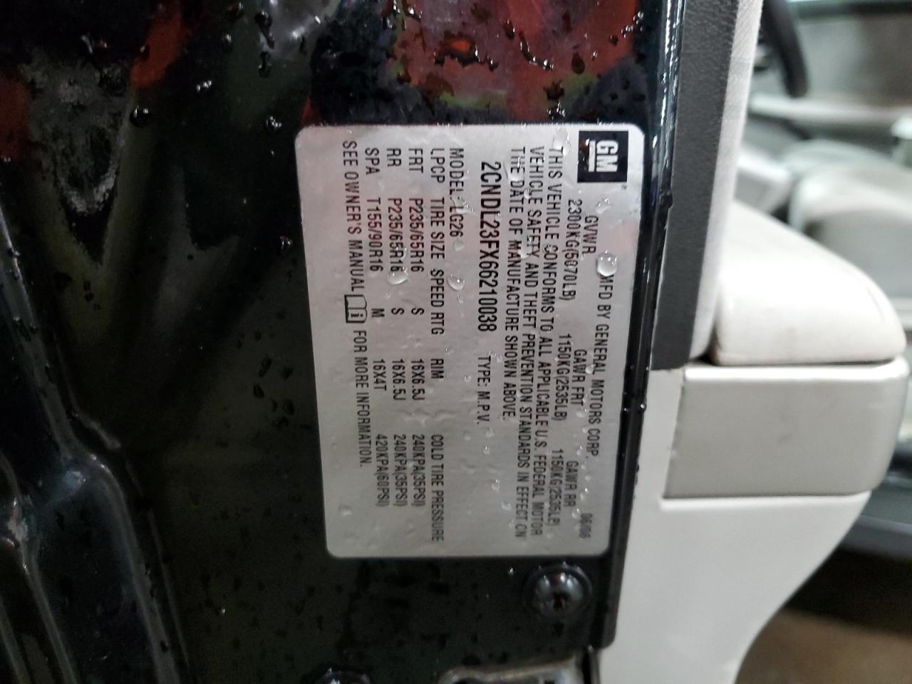 2CNDL23FX66210038 2006 Chevrolet Equinox Ls