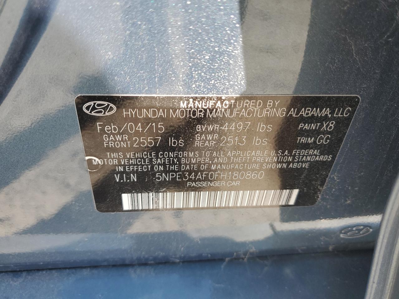 5NPE34AF0FH180860 2015 Hyundai Sonata Sport