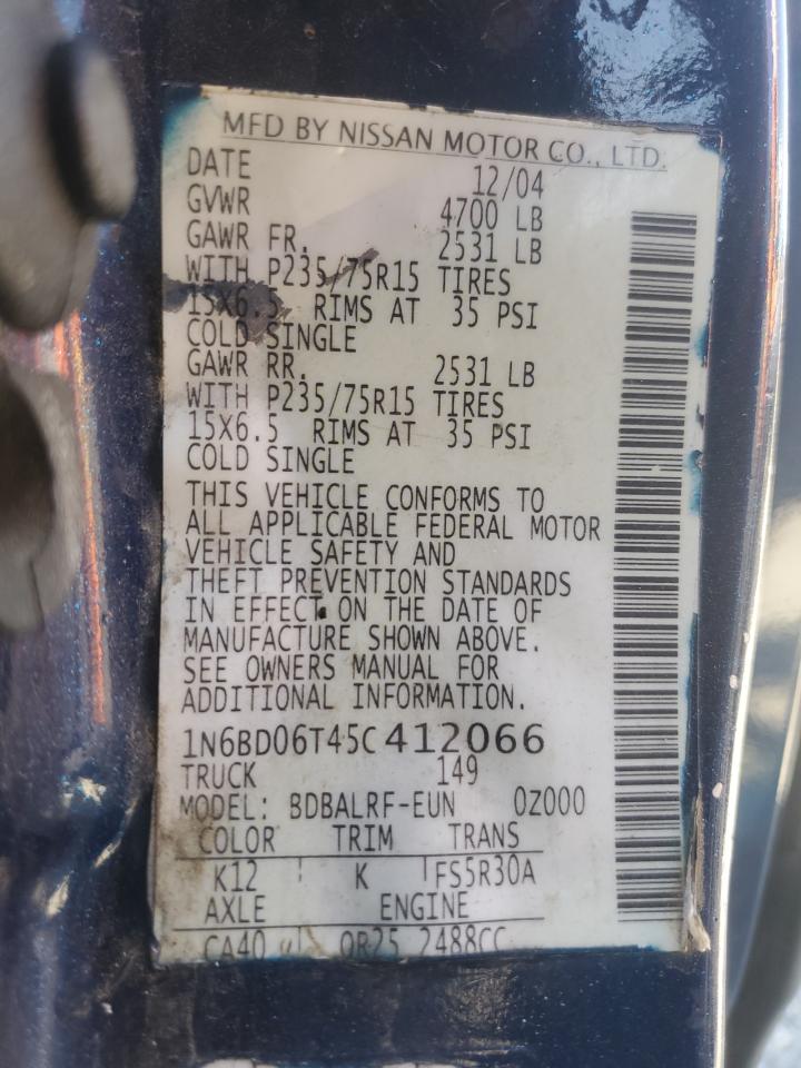 1N6BD06T45C412066 2005 Nissan Frontier King Cab Xe 1N6BD06T45C412066 2005 Nissan Frontier King Cab Xe