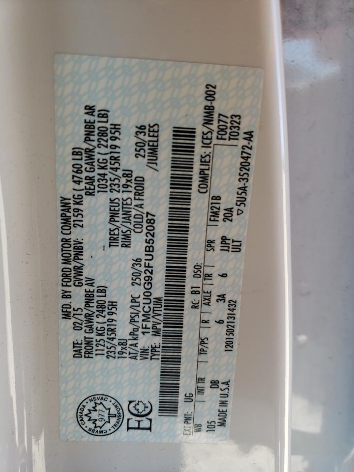 1FMCU0G92FUB52087 2015 Ford Escape Se