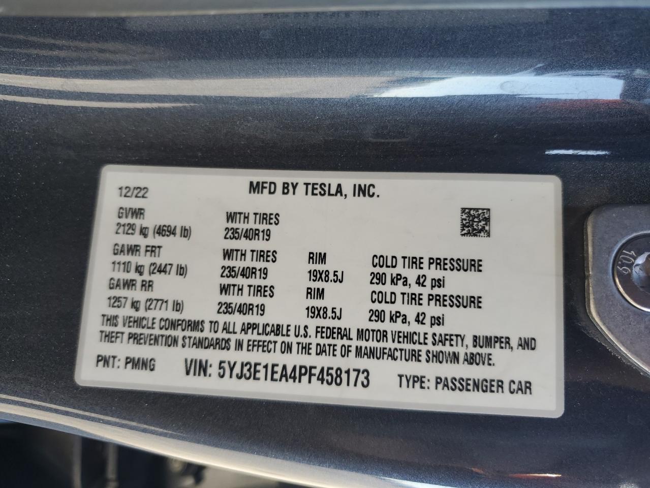 5YJ3E1EA4PF458173 2023 Tesla Model 3