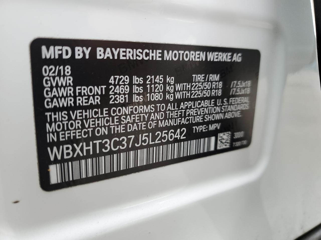 VIN WBXHT3C37J5L25642 2018 BMW X1 no.14