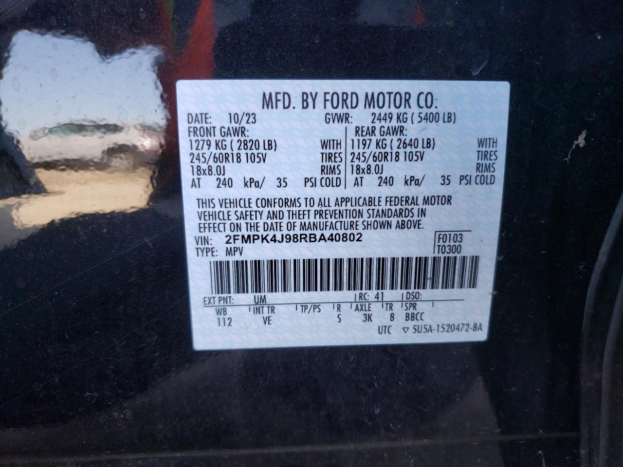 2FMPK4J98RBA40802 2024 Ford Edge Sel