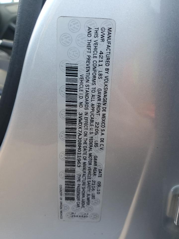 2011 Volkswagen Jetta Se VIN: 3VWDX7AJ0BM011963 Lot: 76399894